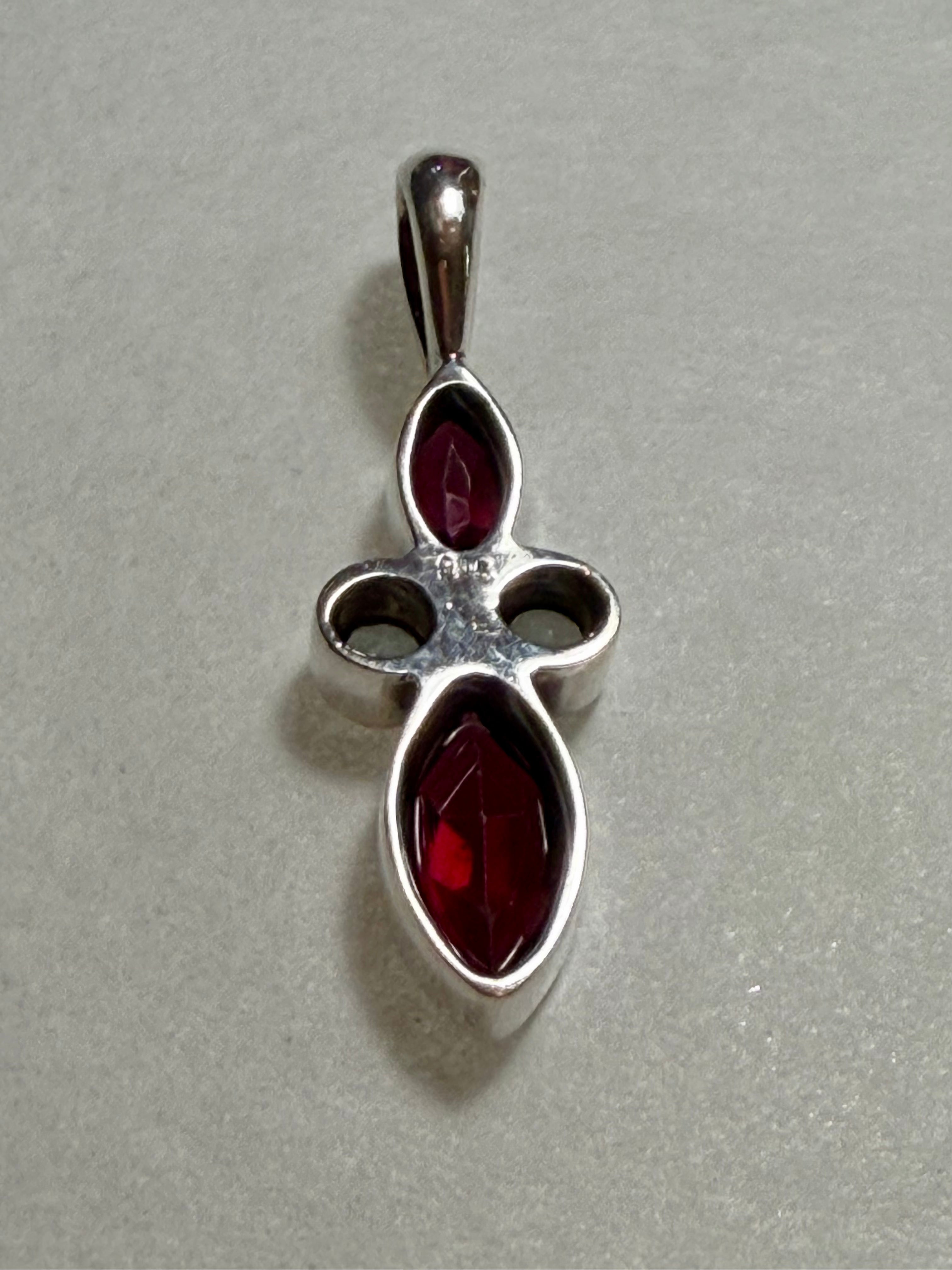 Superb Garnet and Topaz Gemstone Pendant. Sterling Silver.