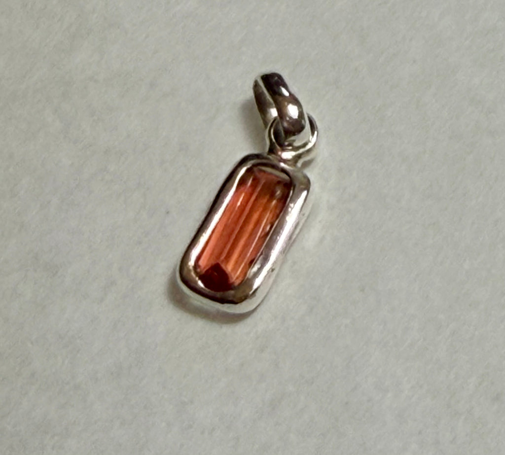 Certified 4.50 Carat Natural Orange Sapphire Pendant. Sterling Silver.
