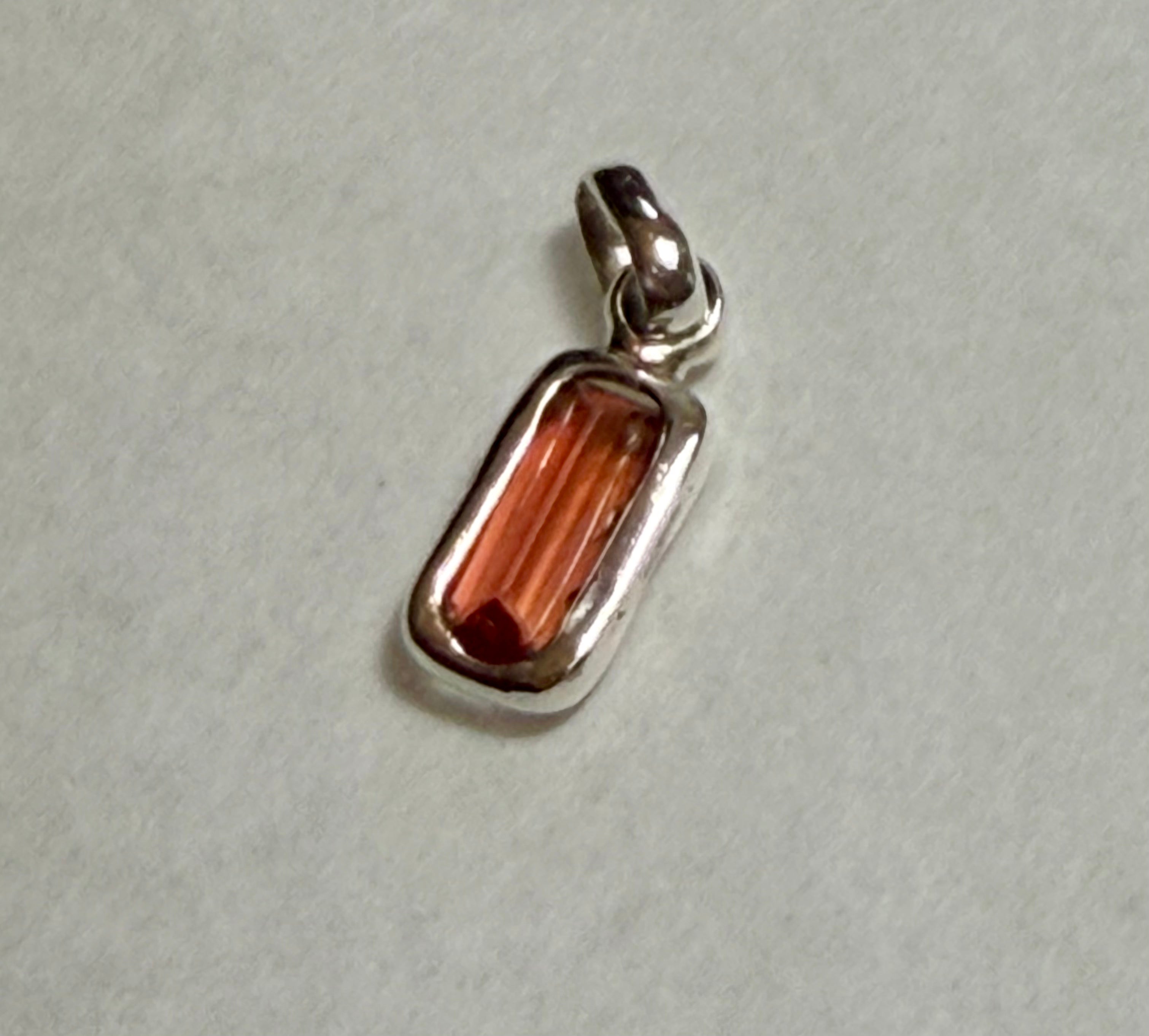 Certified 4.50 Carat Natural Orange Sapphire Pendant. Sterling Silver.