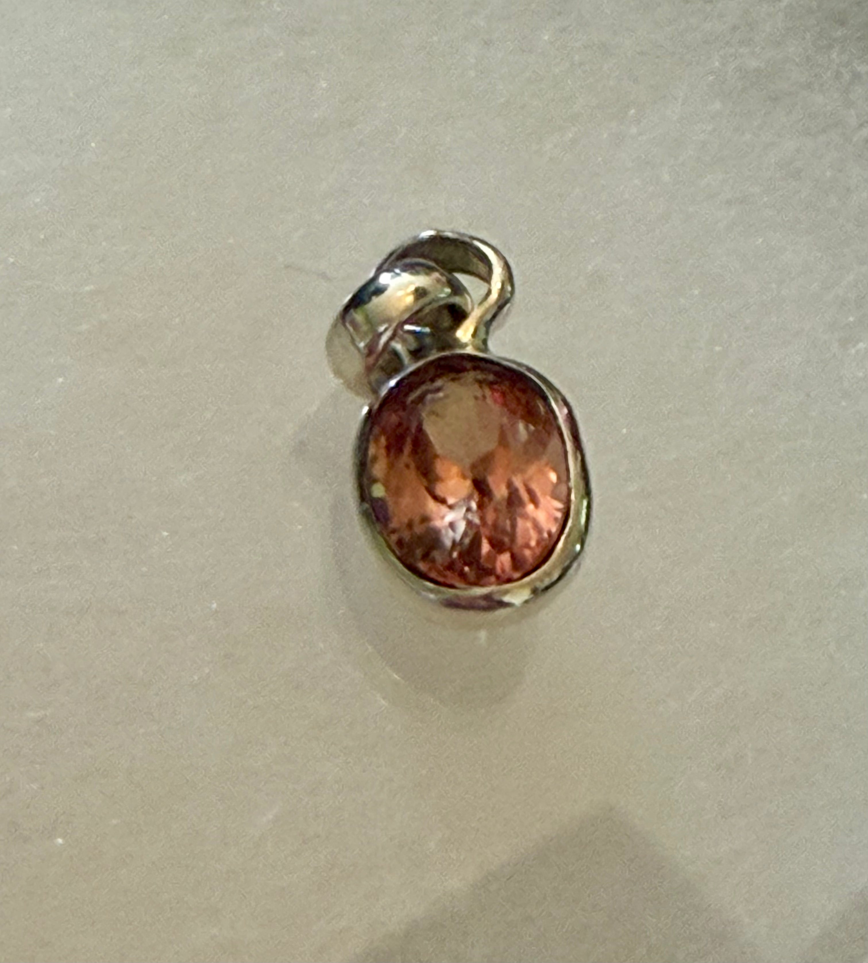 6.00 carat Natural Sapphire Pendant. Sterling Silver.