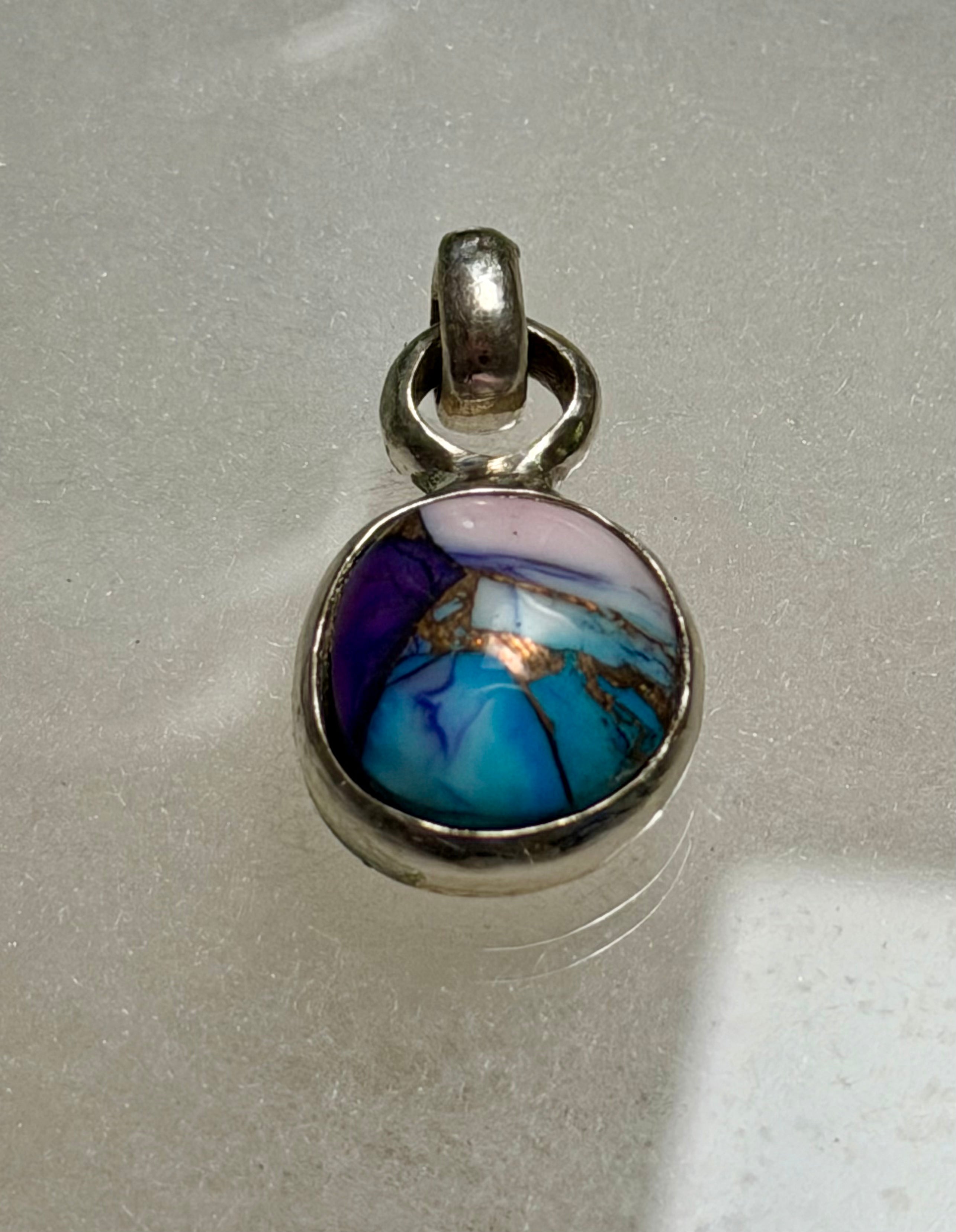 7.75 Carat Turquoise Pendant. Sterling Silver