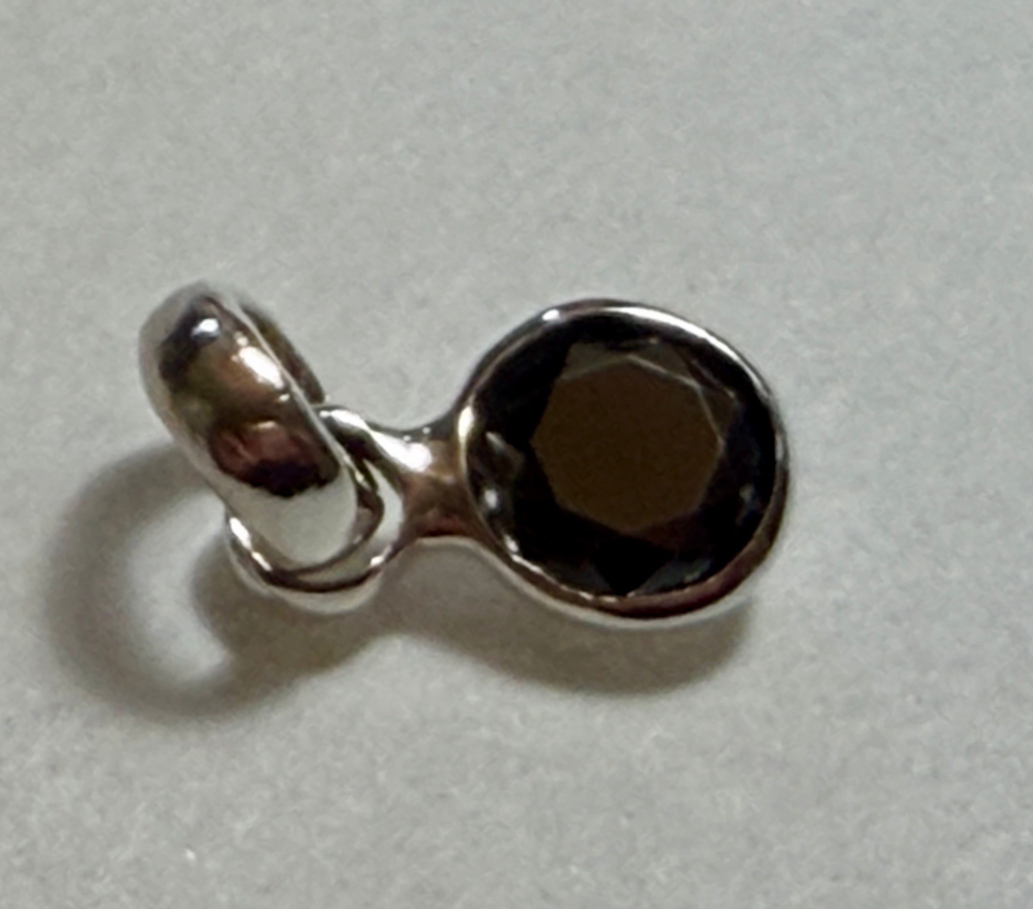1.00 carat Black Moissanite Diamond Pendant. 925 Sterling Silver.