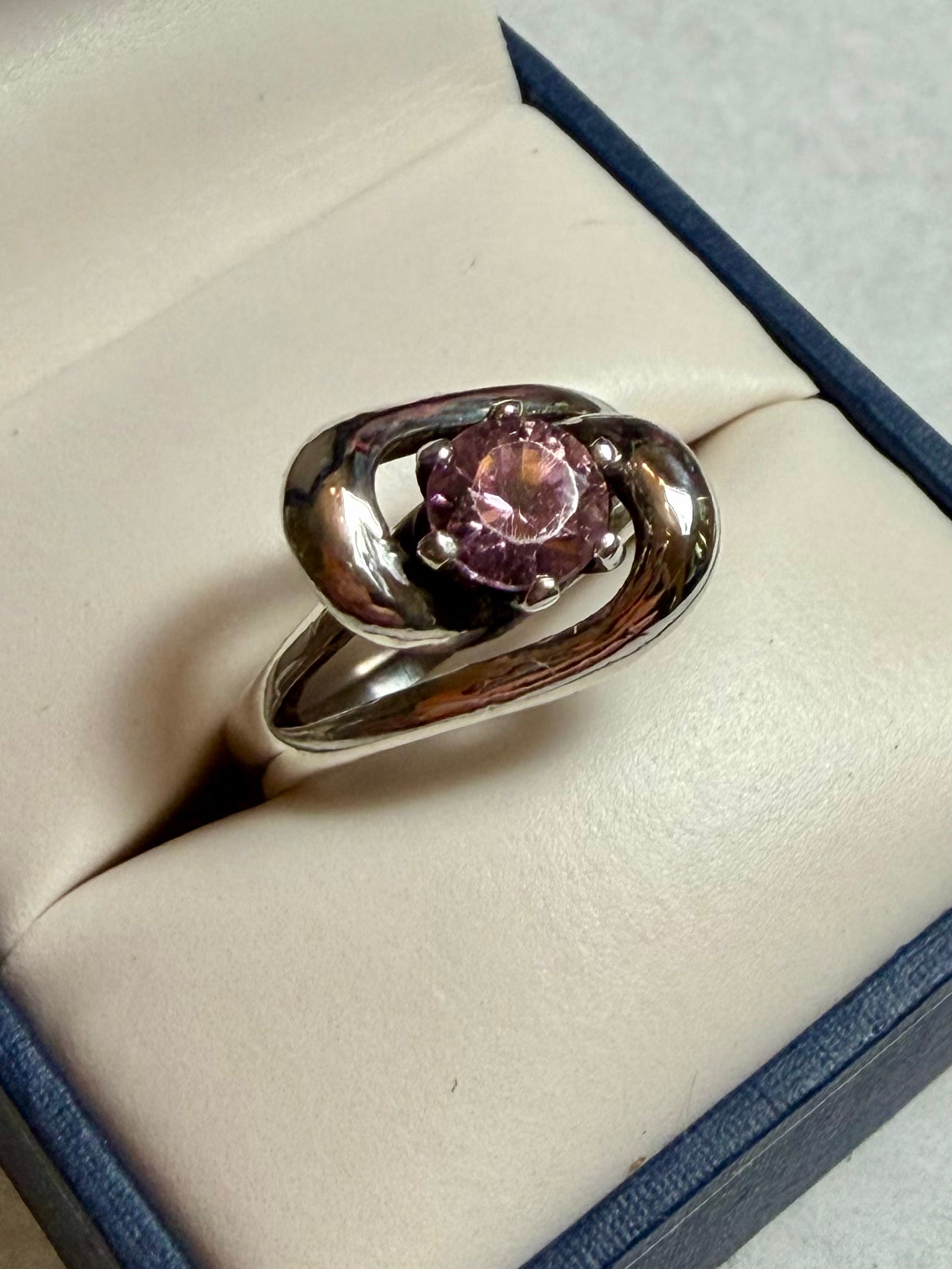 1.44 carat Pink Sapphire Ring Size 7. Sterling Silver.