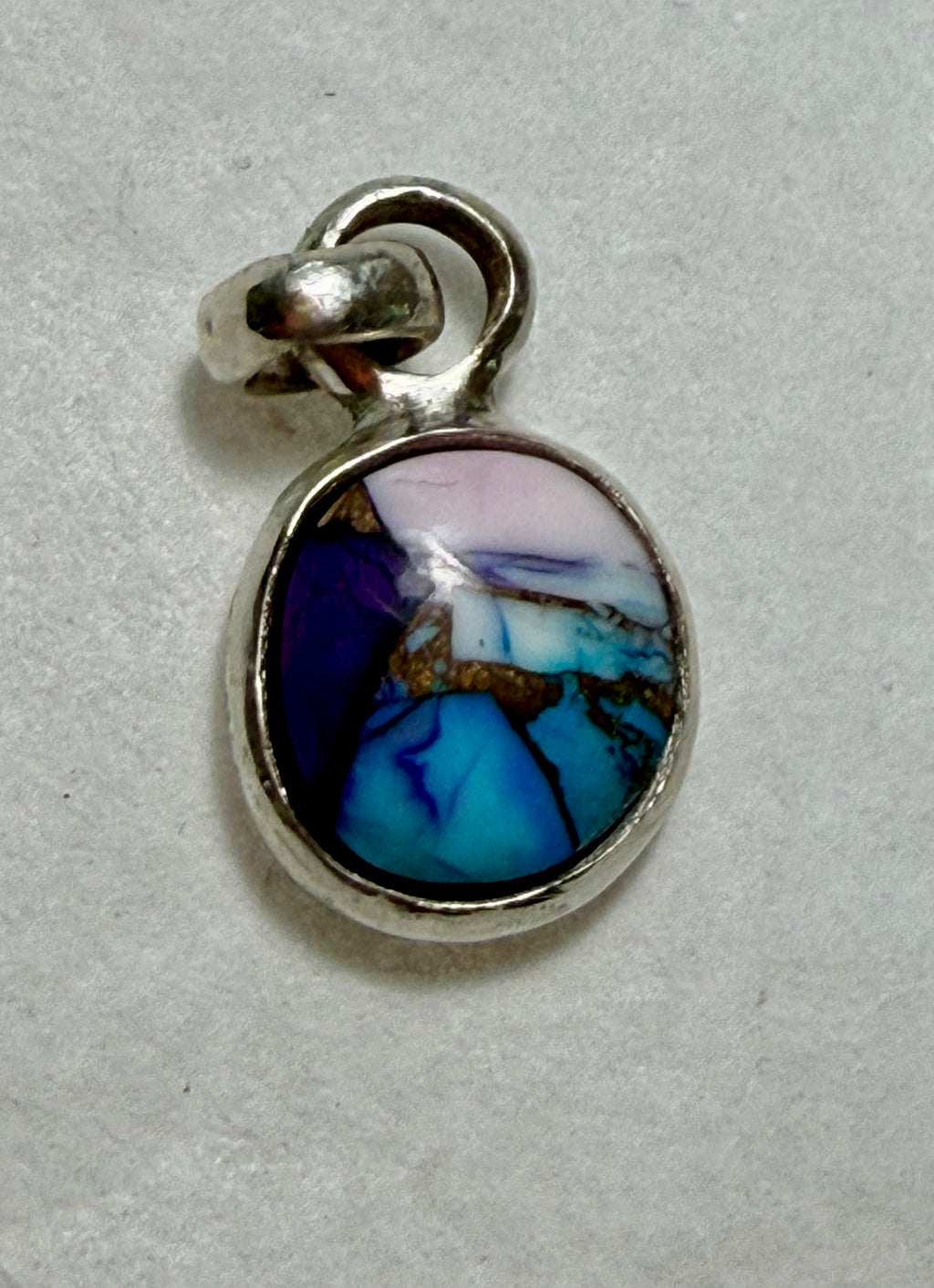 7.75 Carat Turquoise Pendant. Sterling Silver