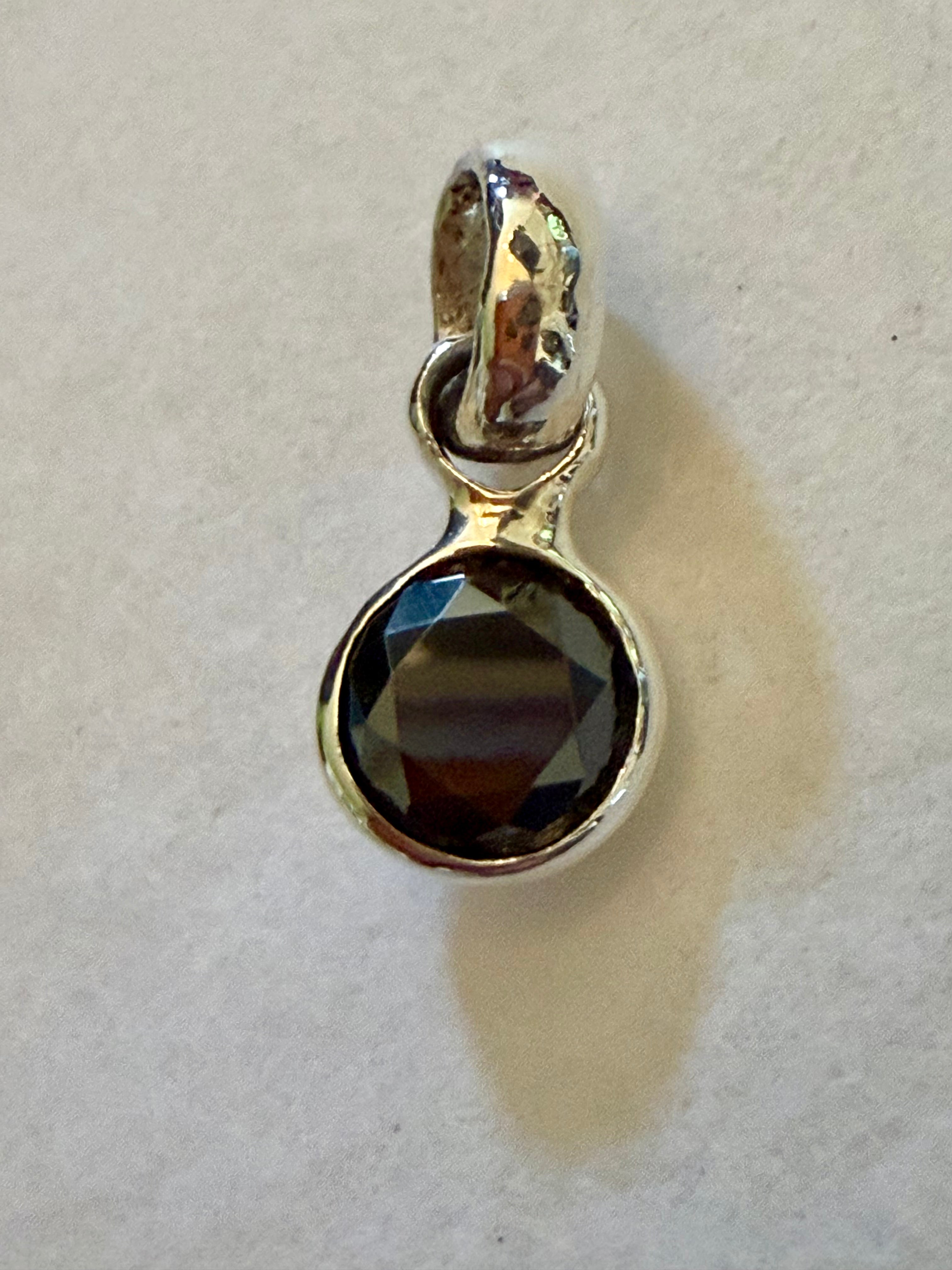 1.00 carat Black Moissanite Diamond Pendant. 925 Sterling Silver.