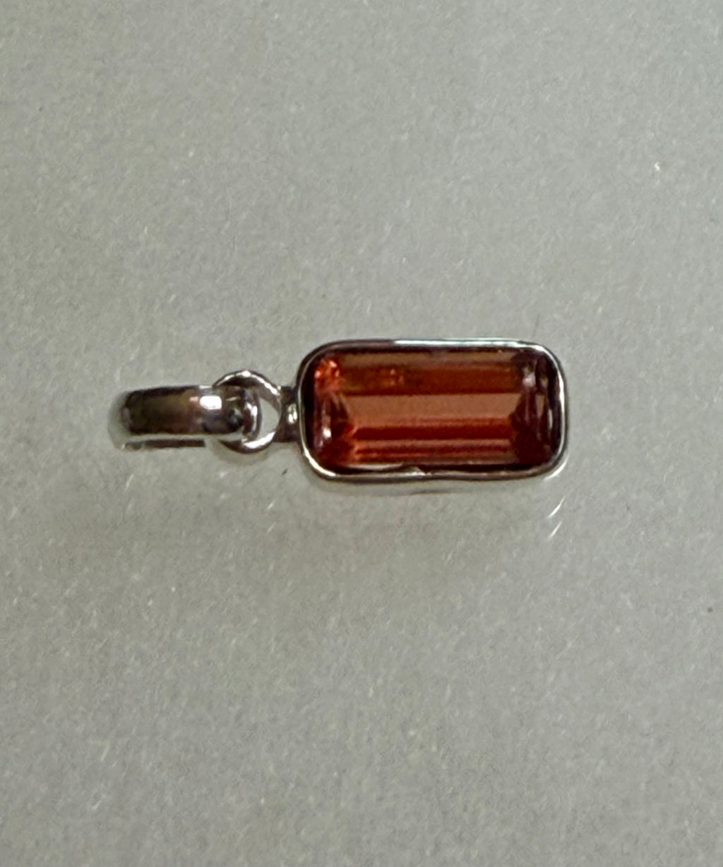 Certified 4.50 Carat Natural Orange Sapphire Pendant. Sterling Silver.