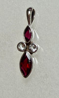 Superb Garnet and Topaz Gemstone Pendant. Sterling Silver.