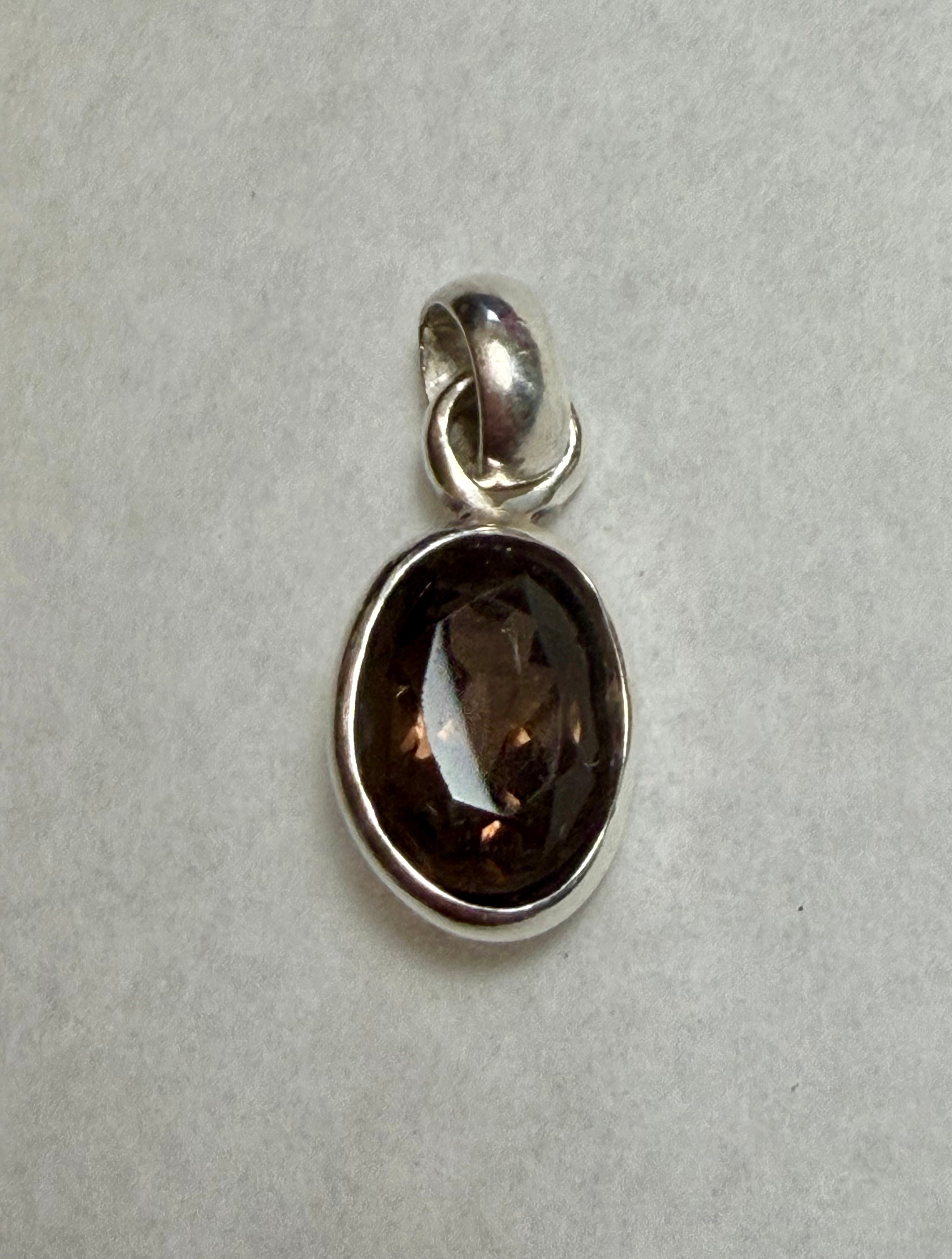 6 carat Smokey Quartz Pendant. 925 Sterling Silver.