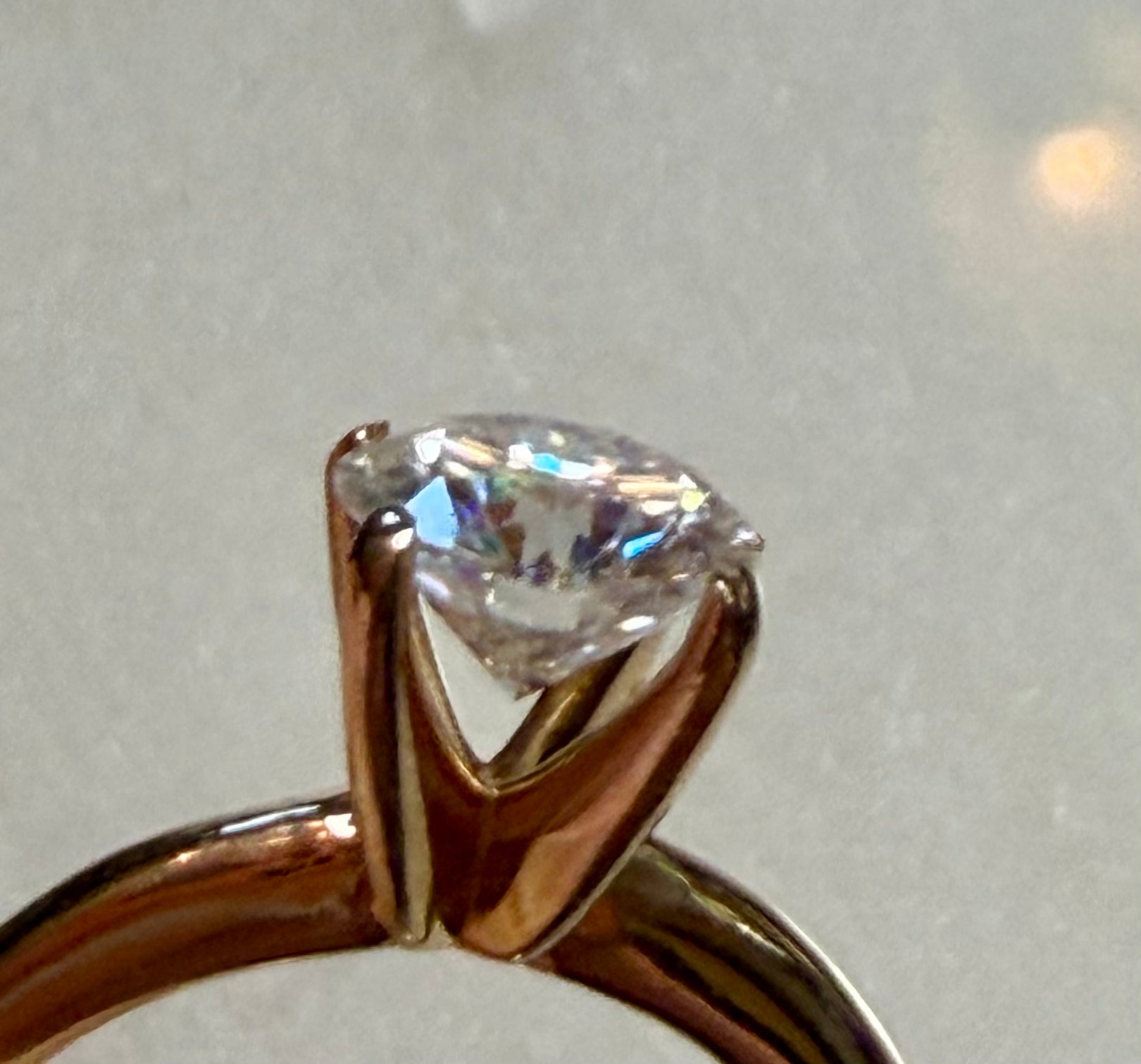Flawless D Color 1.2 carat Lab Grown Diamond Ring. 14K Yellow Gold. Size 6.75
