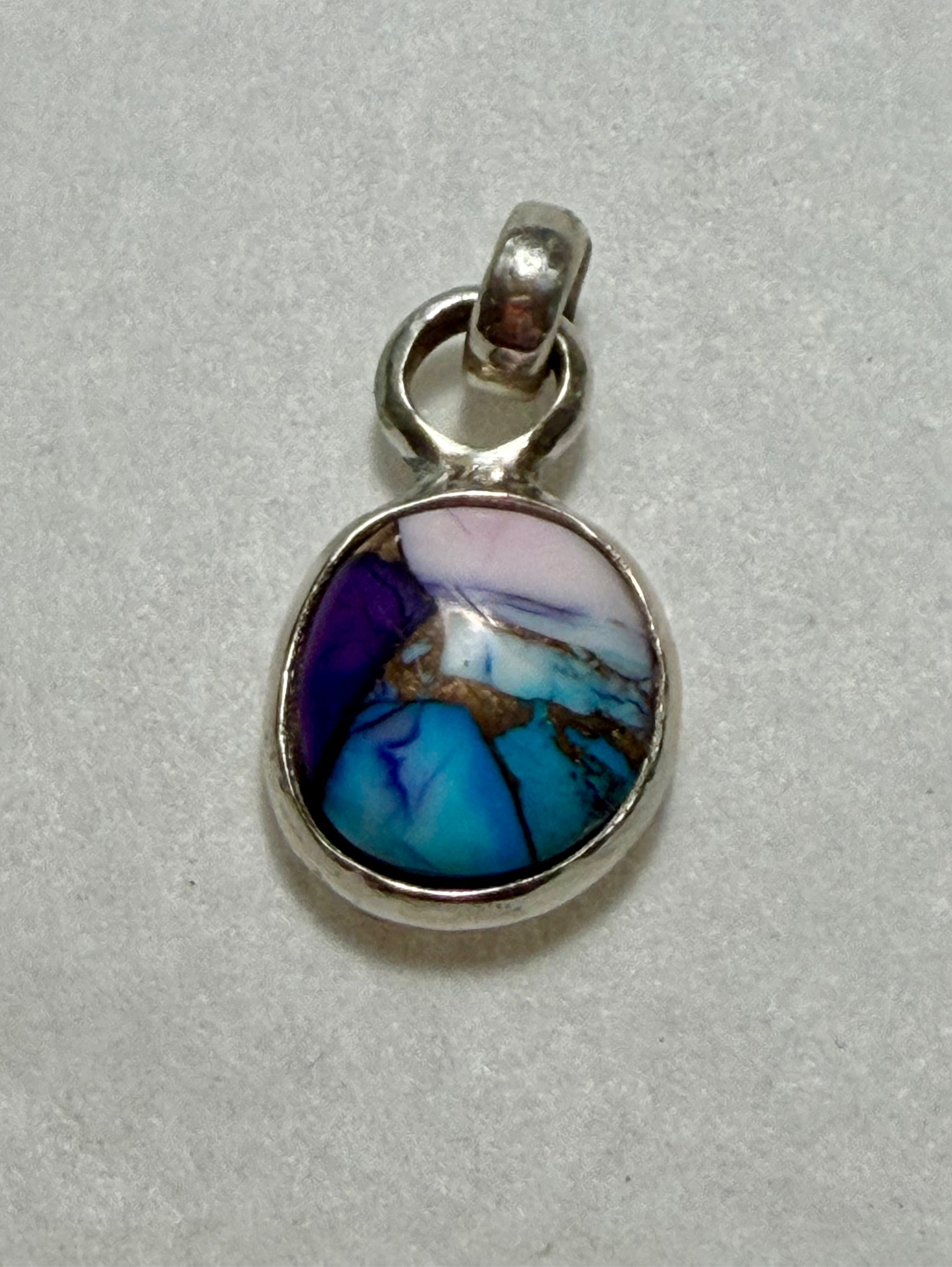7.75 Carat Turquoise Pendant. Sterling Silver