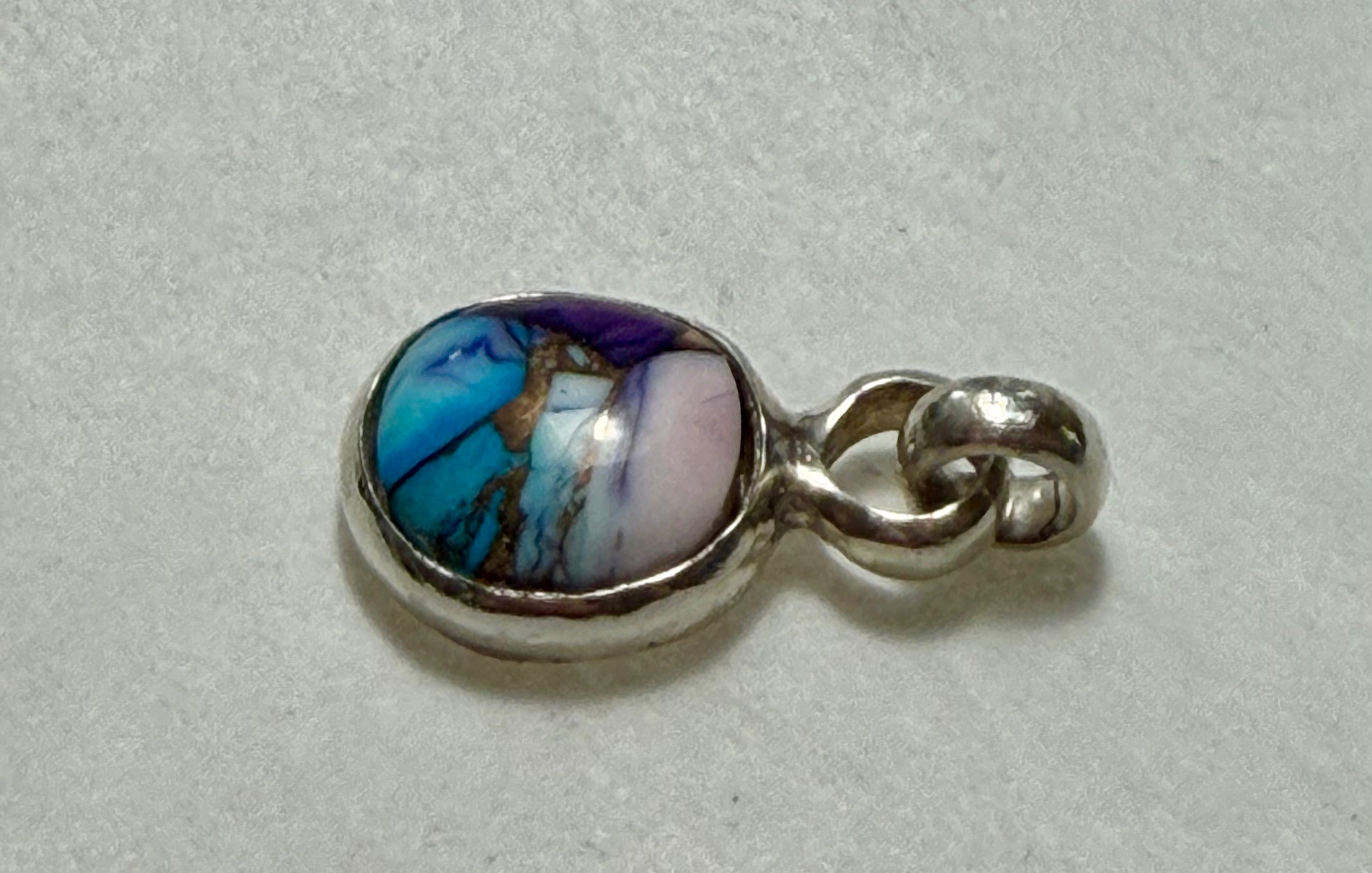7.75 Carat Turquoise Pendant. Sterling Silver