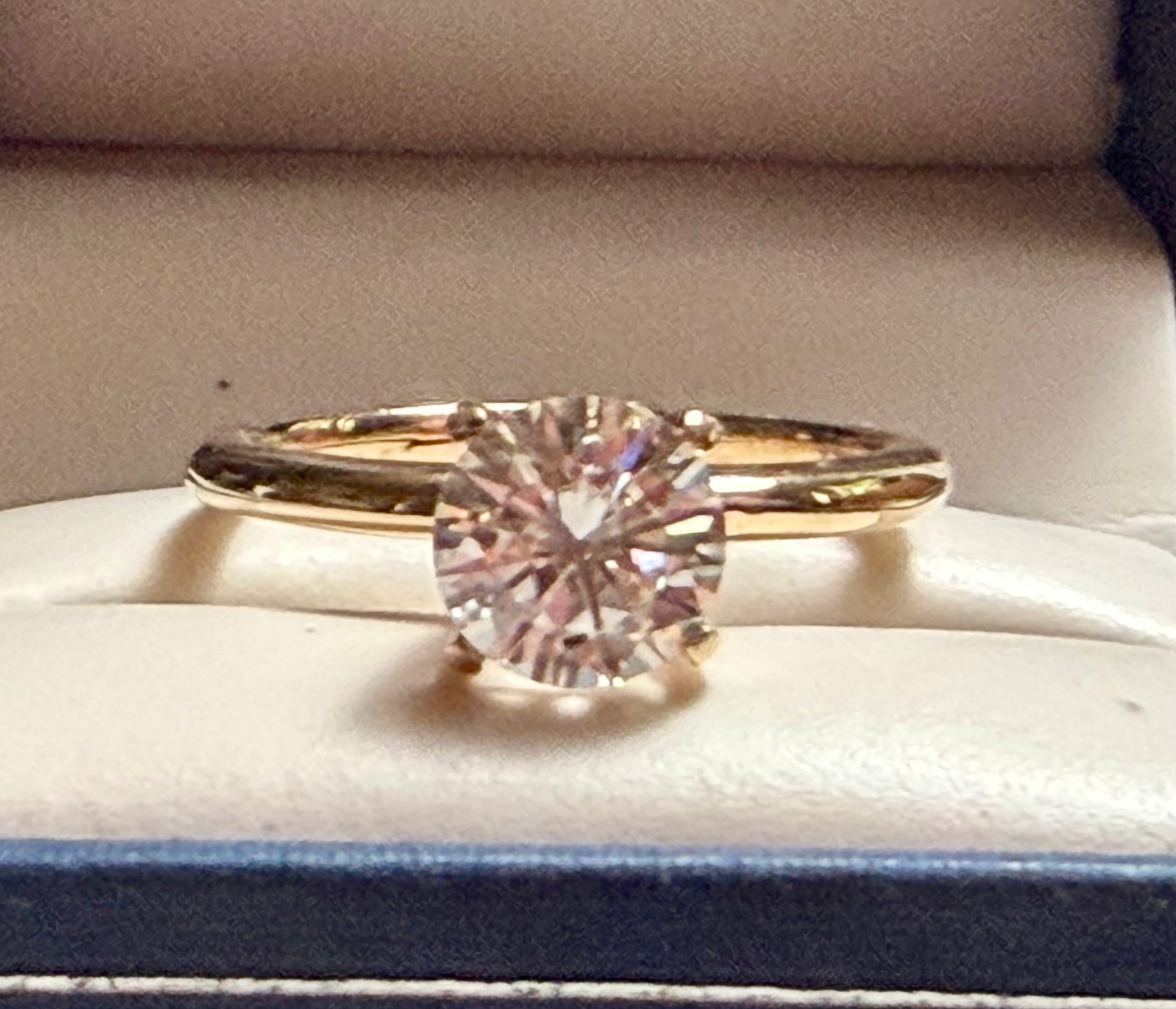 Flawless D Color 1.2 carat Lab Grown Diamond Ring. 14K Yellow Gold. Size 6.75