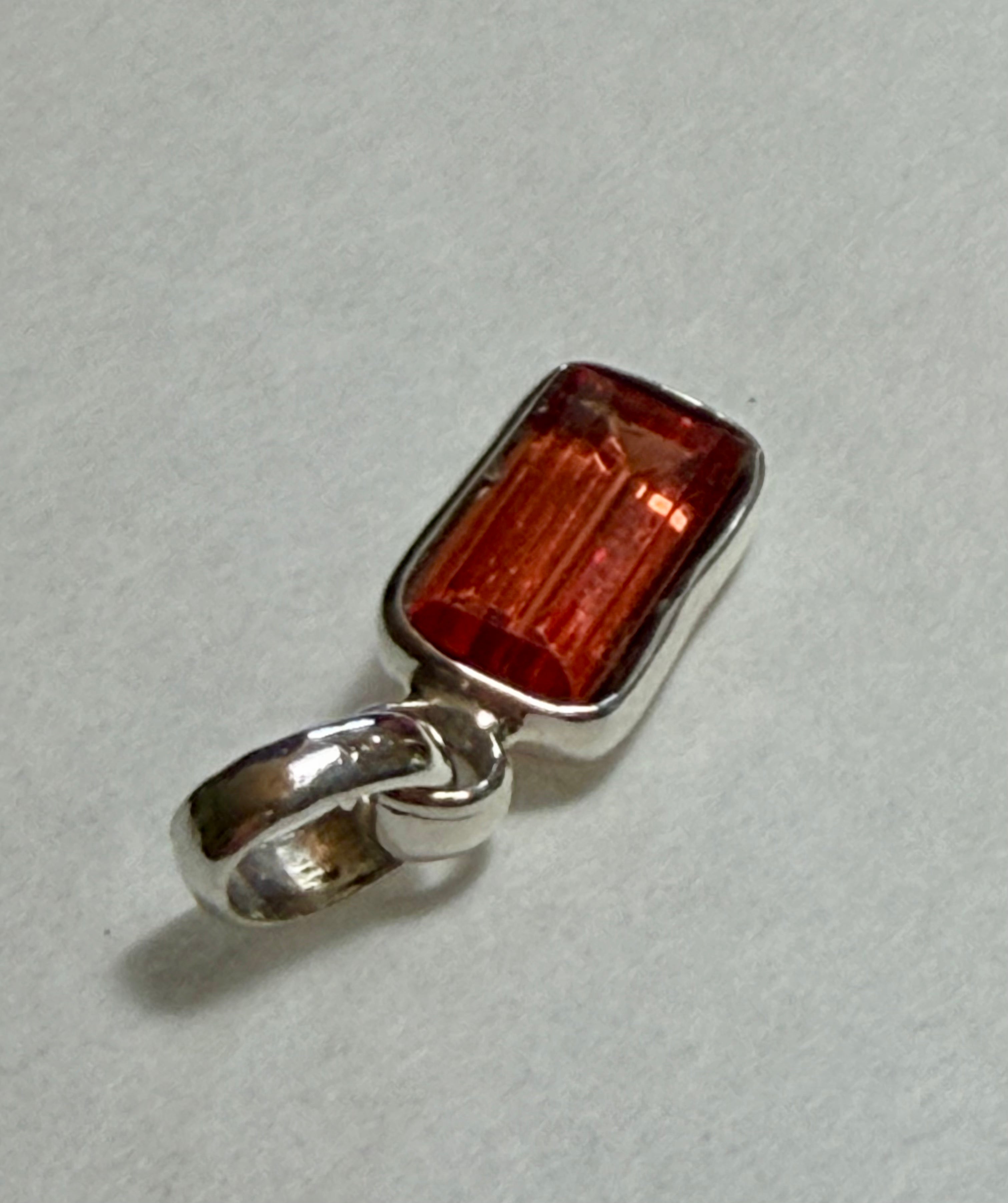 Certified 4.50 Carat Natural Orange Sapphire Pendant. Sterling Silver.