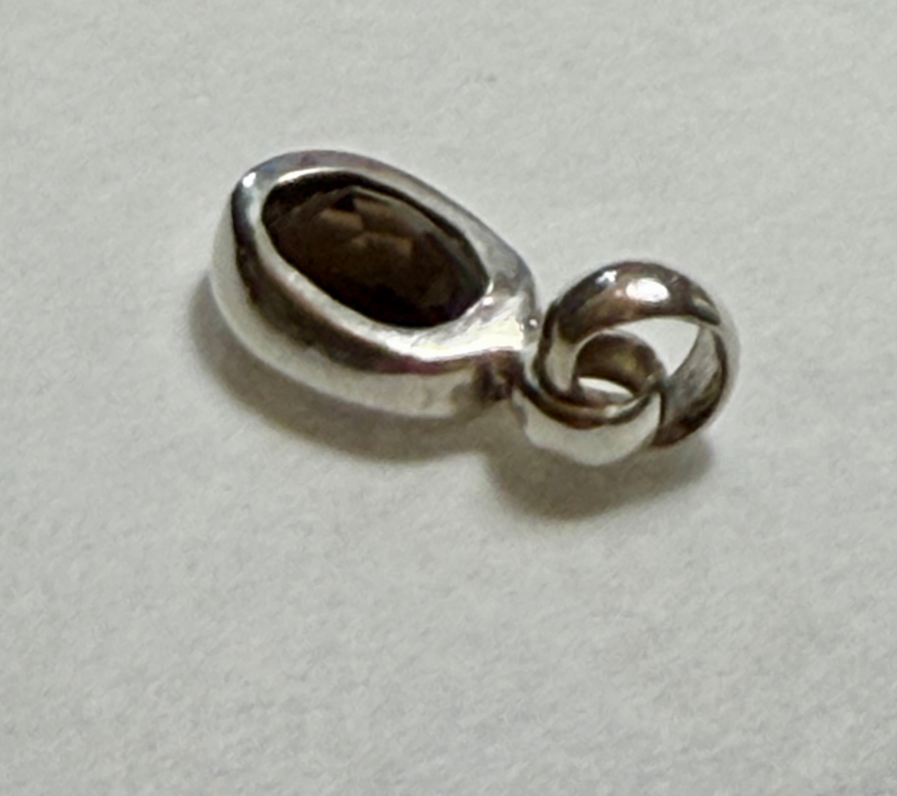 6 carat Smokey Quartz Pendant. 925 Sterling Silver.