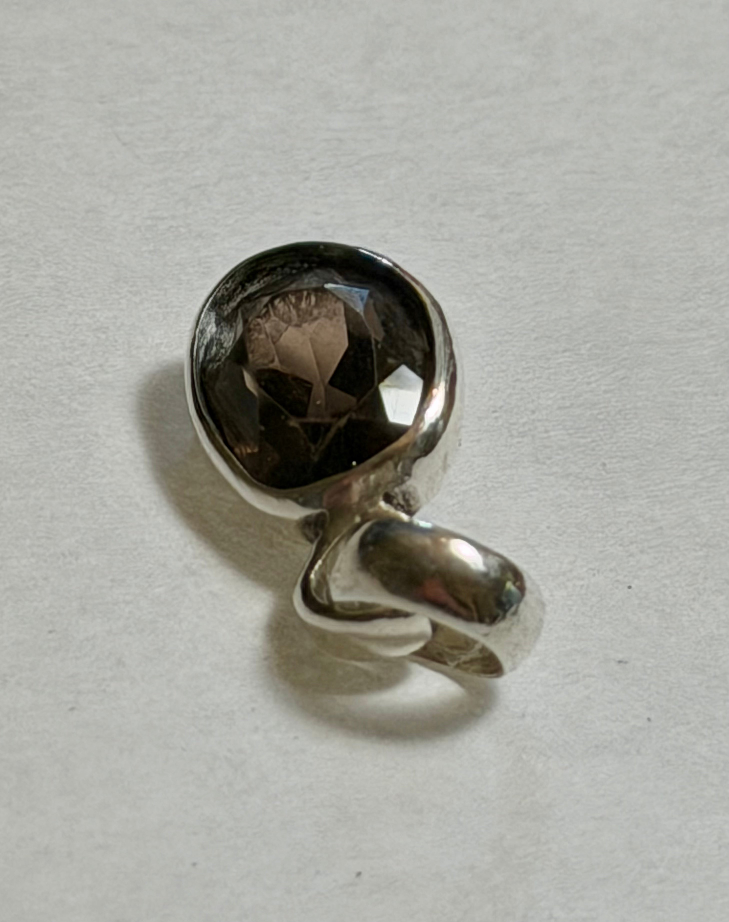 6 carat Smokey Quartz Pendant. 925 Sterling Silver.
