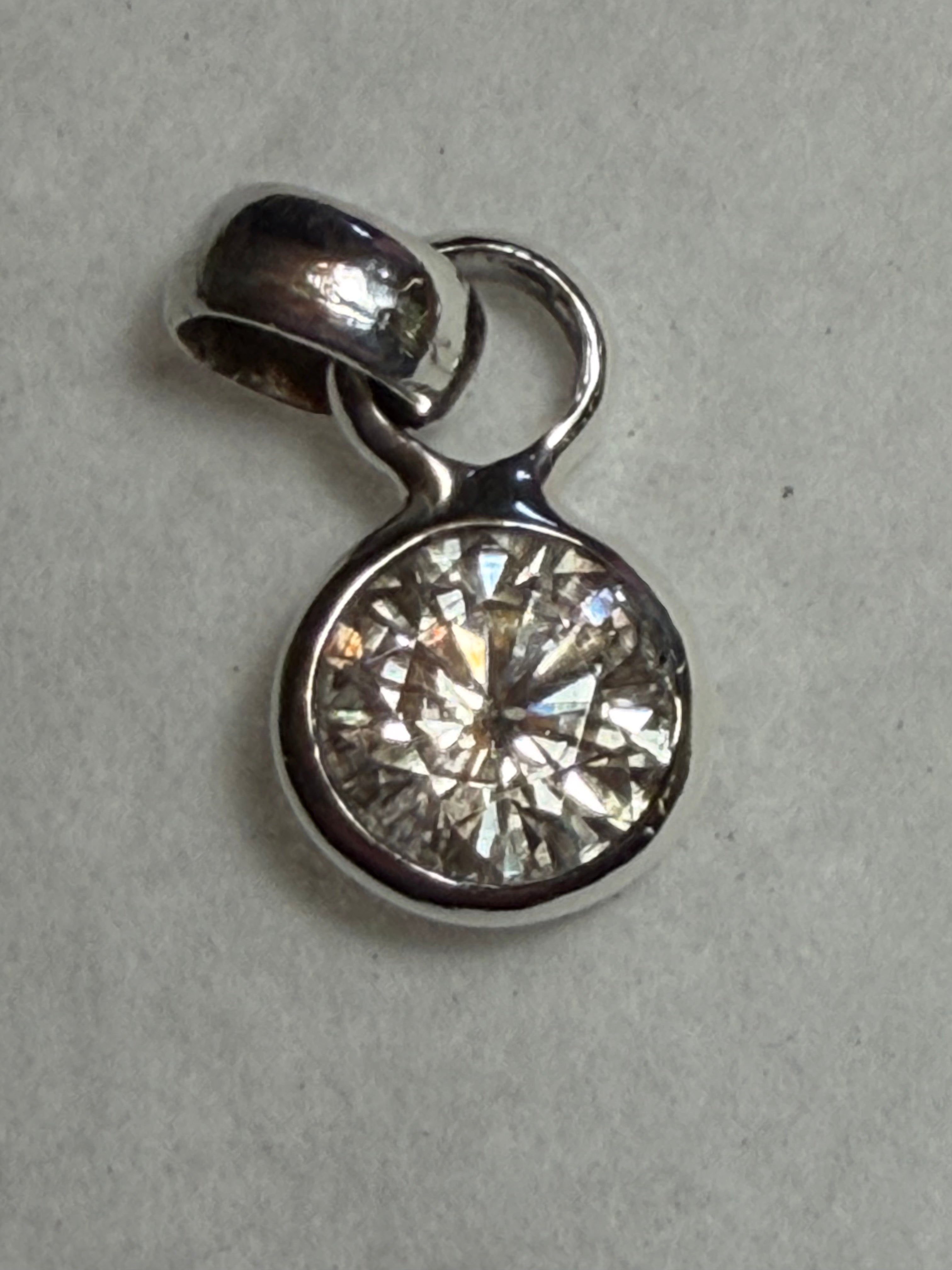 3.60 carat Lab Grown Diamond Pendant. Sterling Silver.